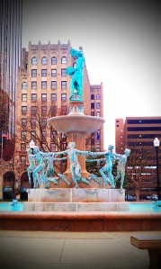 A graceful fountain in Downtown Indianapolis